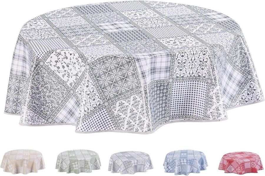 Rond tafelkleed lichtgrijs 155 cm PVC