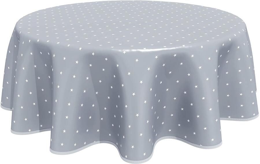 Rond tafelkleed lichtgrijs 160 cm sterren