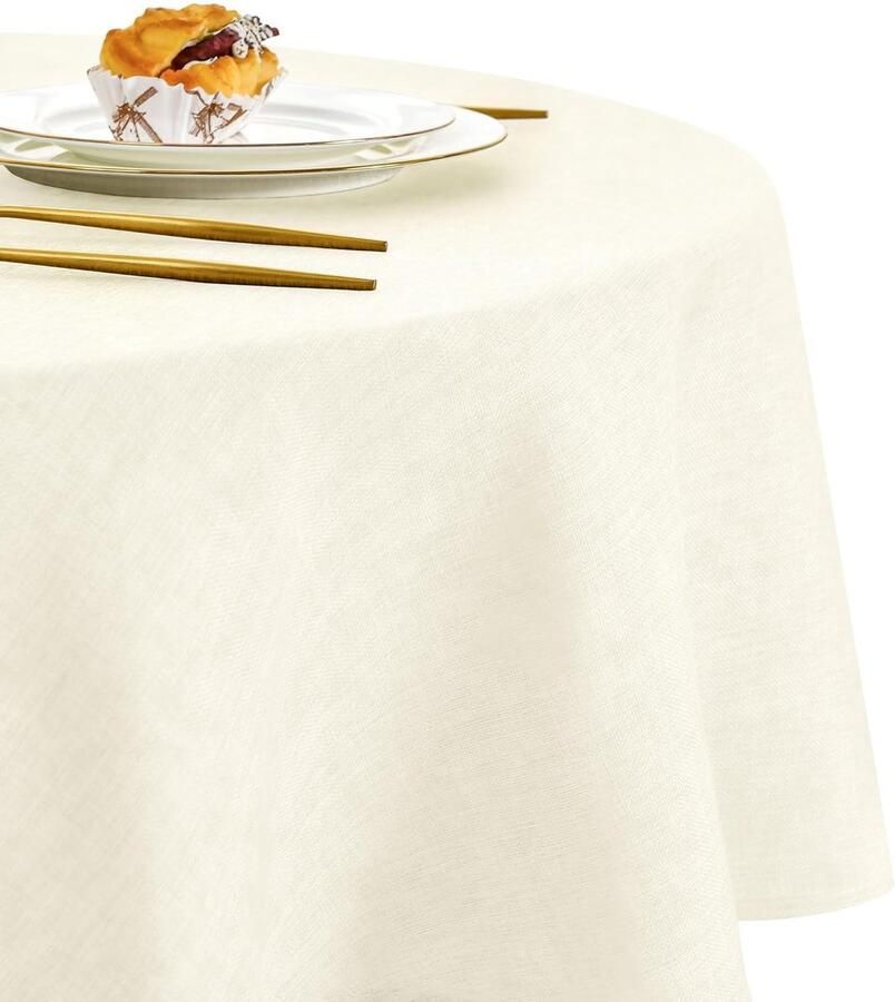 Rond tafelkleed linnenlook waterafstotend 1 stuk 180 cm