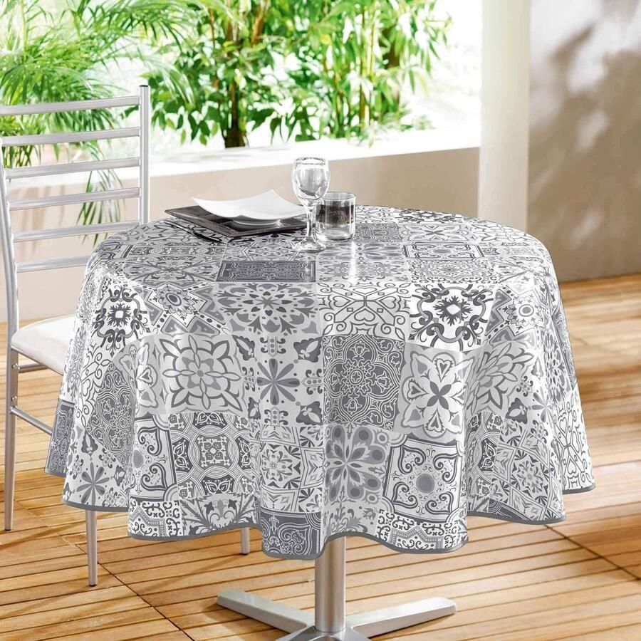 Rond Tafelkleed Perzisch Grijs Ø 160 cm PVC