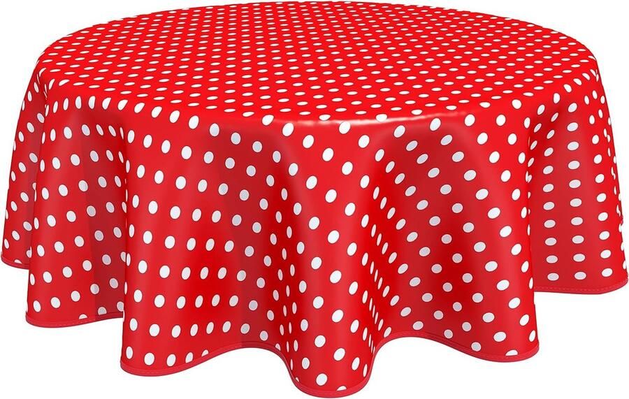 Rond tafelkleed van PVC 160 cm rode stippen