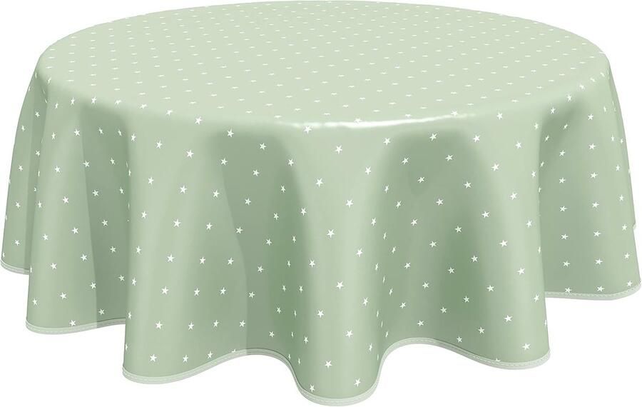 Rond tafelkleed van pvc saliegroen 160 cm