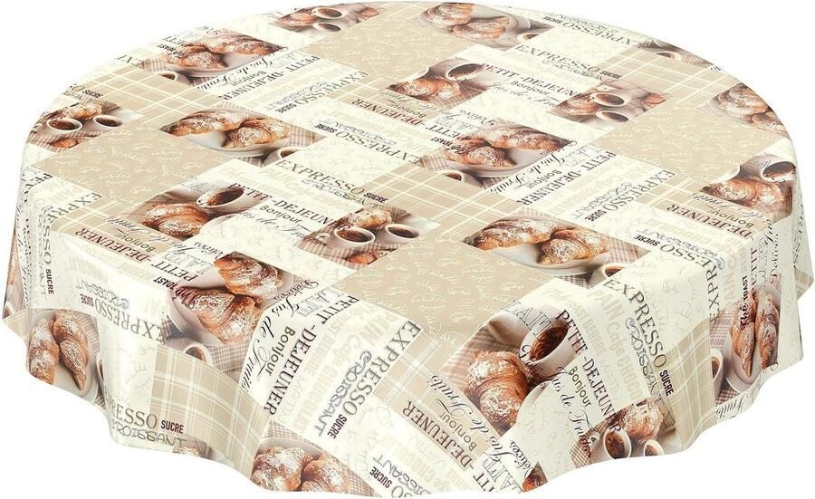 Rond tafelkleed van tafelzeil koffie-espresso 140 cm