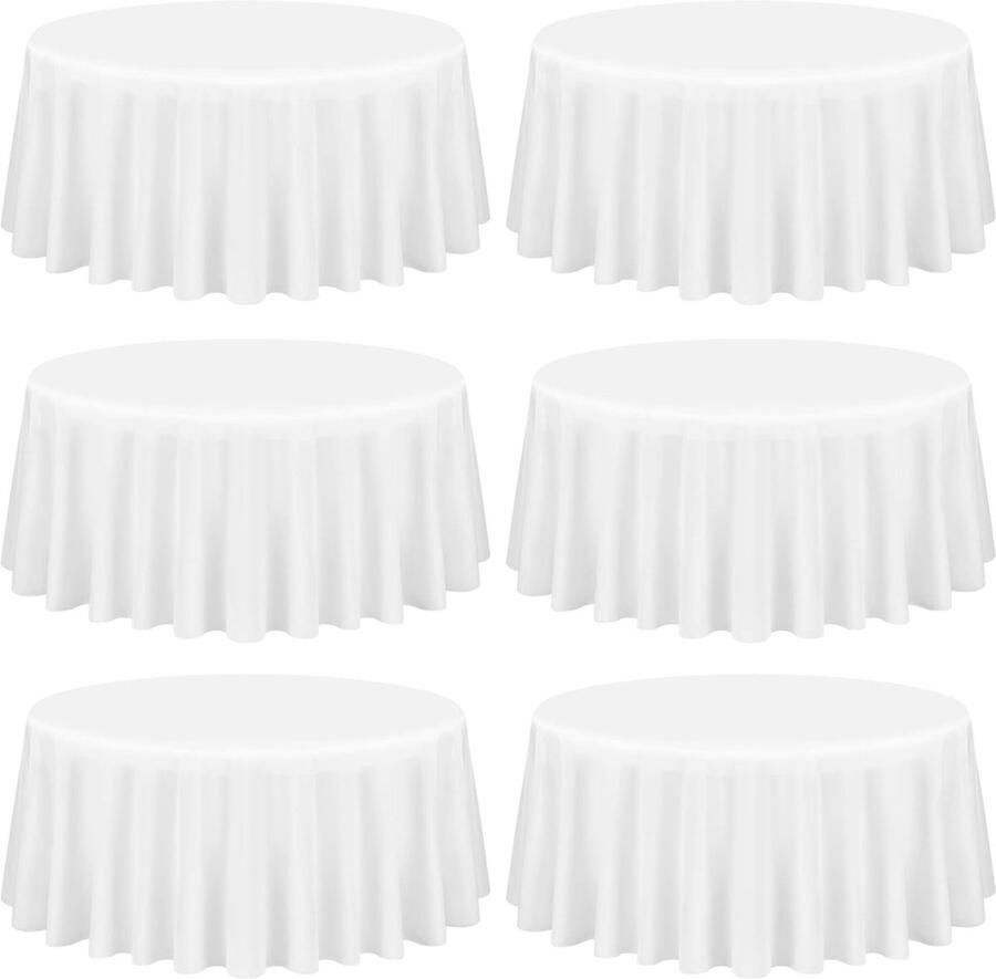 Rond tafelkleed vlekbestendig set van 6 wit polyester 90 inch