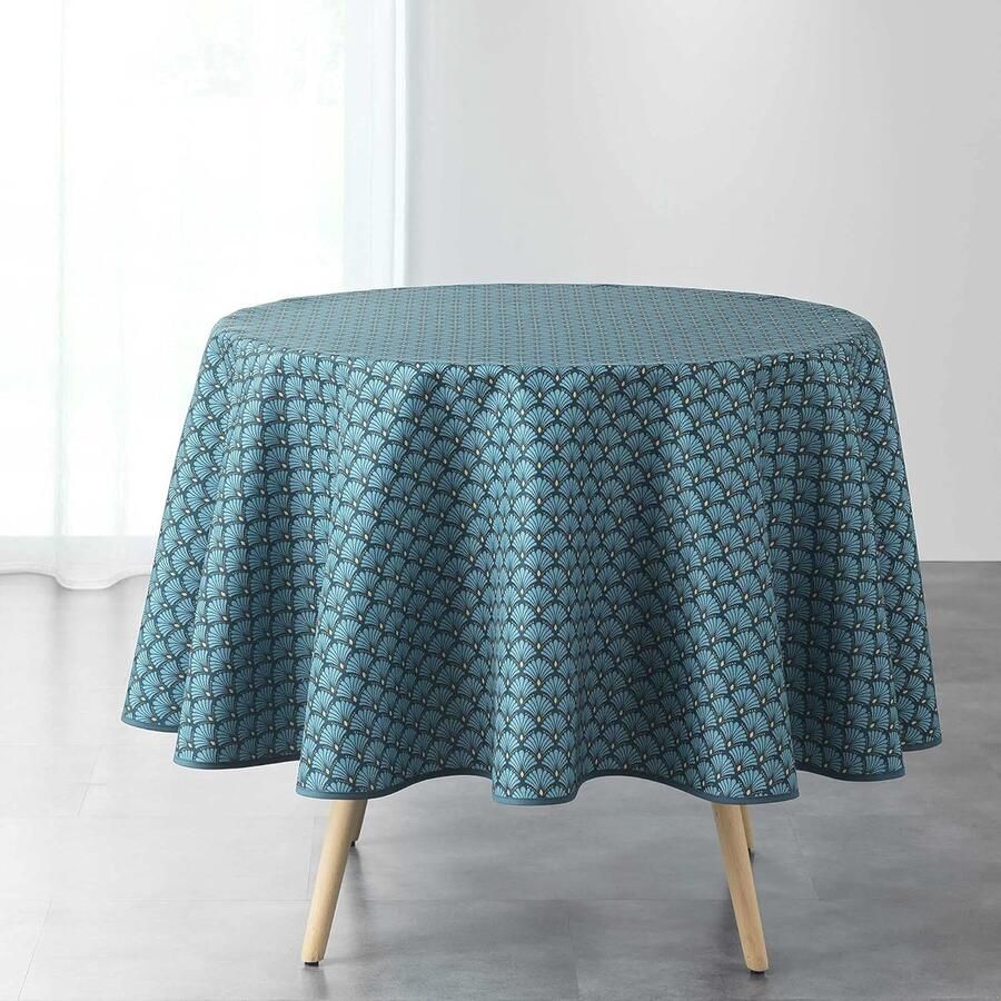 Rond Tafelkleed Vlekwerend 1 stuk Blauw Polyester Ø 180 cm