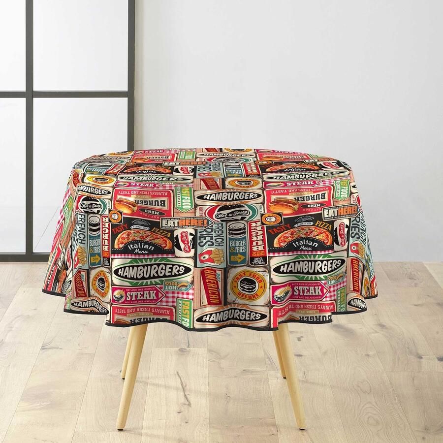 Rond tafelkleed vlekwerend Ø 160 cm bedrukt PVC