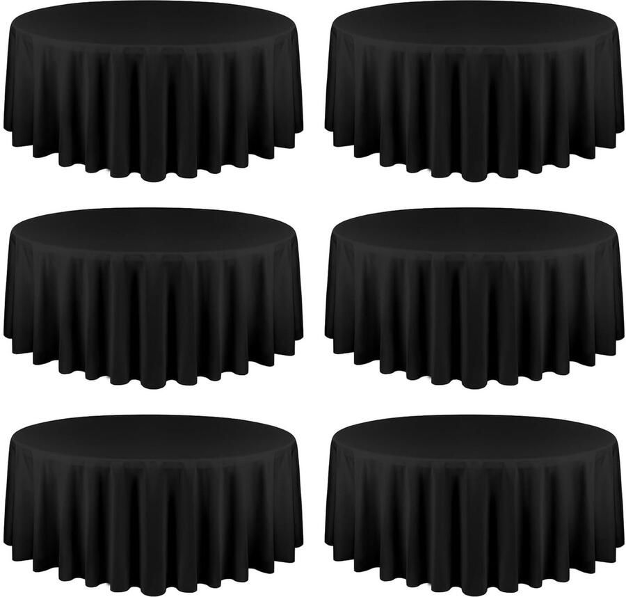 Rond Tafelkleed Waterdicht 6 Stuks Zwart Polyester 90 Inch