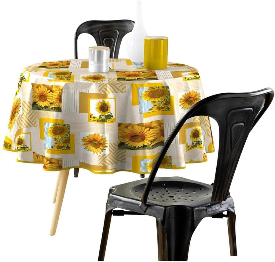 Rond Tafelkleed Zonnebloem Print 1 stuk 160 cm PVC