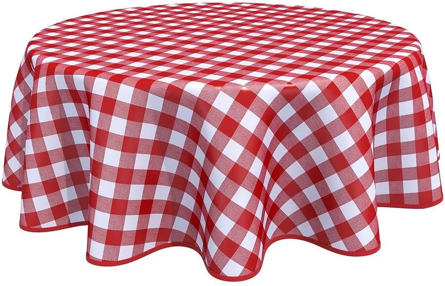 Rond Tafelzeil PVC Gingham Dammen 160 cm Rood