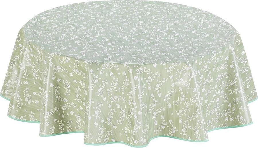 Rond Tafelzeil PVC Veeg Schoon Tafelkleed 155 cm Salie Groen