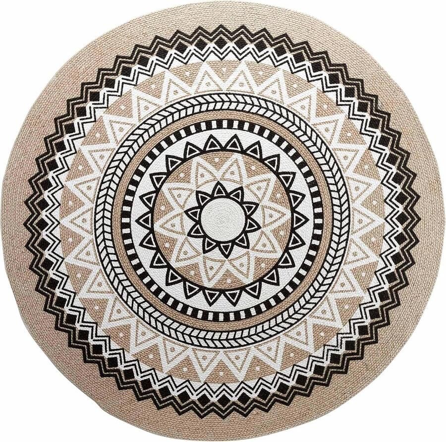 Rond Tapijt Bedrukt Katoen 120 cm Groen