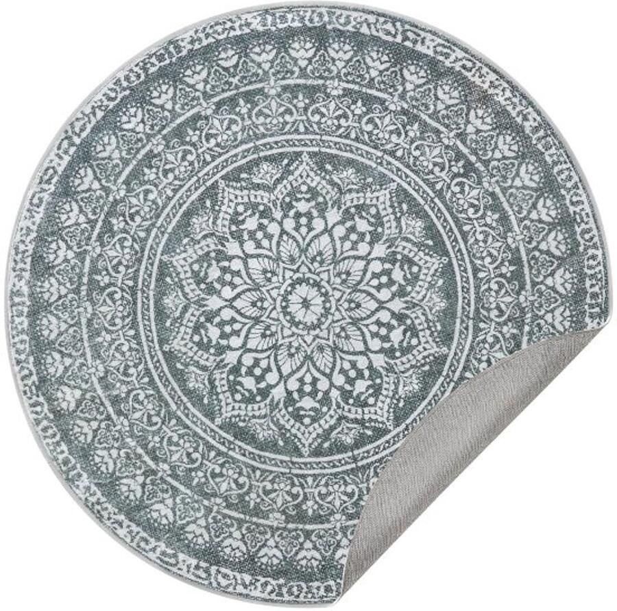 Rond Tapijt – Pluizig Decoratief – Anti-slip Grijs