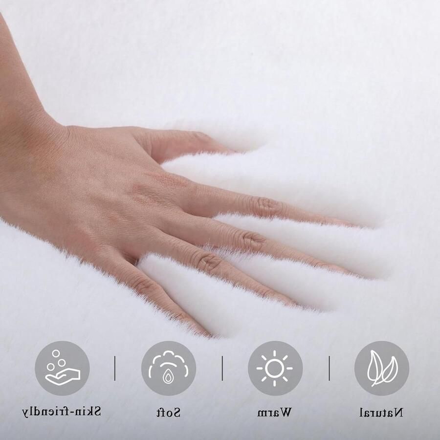 Rond tapijt van kunstkonijnenbont antislip dik nachtkastje cirkeltapijt niet-pluizend imitatiebont pluizig tapijt voor woonkamer luxe binnen chique vloermat slaapkamer Enyhom