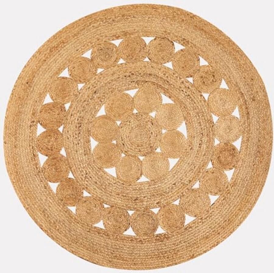 Rond Tapijt van Natuurlijk Jute Milieuvriendelijk en Handgemaakt voor Woonkamer Eetkamer en Slaapkamer