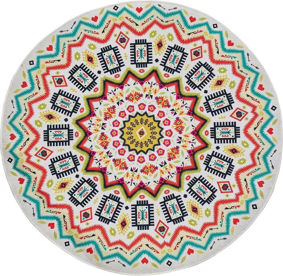 Rond tapijt voor woonkamer slaapkamer zacht antislip wasbaar boho-decoratie kinderkamer keuken buiten balkon 140 cm