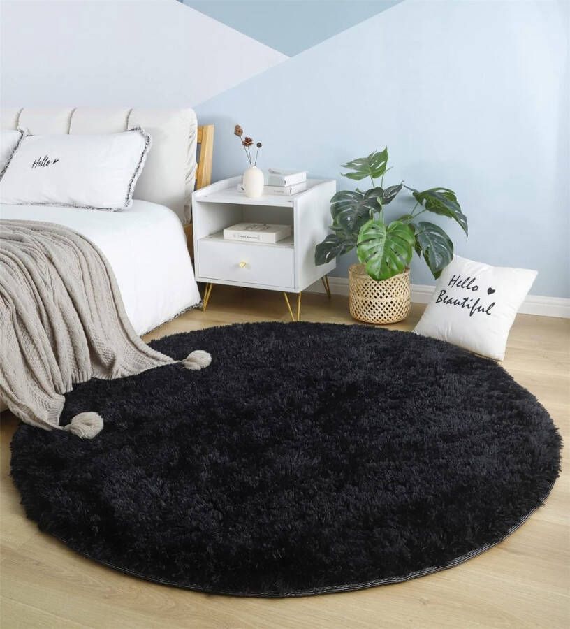 Rond tapijt woonkamer zachte tapijten voor moderne interieurs grootte zacht tapijt Vloerkleden voor slaapkamer moderne stijl decoratief tapijt voor woonkamer sofa mat (zwart 160x160cm)