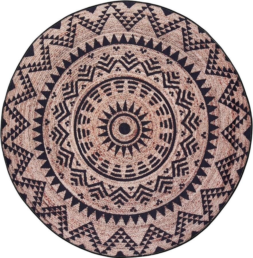 Rond tapijt zacht antislip wasbaar boho-decoratie 140 cm voor woonkamer slaapkamer kinderkamer keuken buiten en balkon