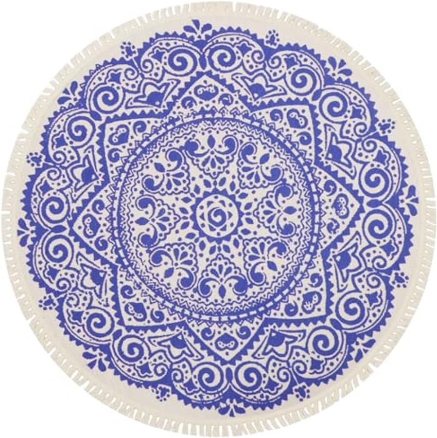 Rond Vintage Keukentapijt 80 cm Luxe Bloemenpatroon Antislip Zachte Vloermat Machine Wasbaar Boho Tapijt voor Slaapkamer Woonkamer Keuken