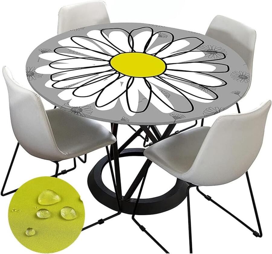 Rond Vlekbestendig Tafelkleed Waterdicht en Verstelbaar 1 stuk Bloemendessin 180 cm