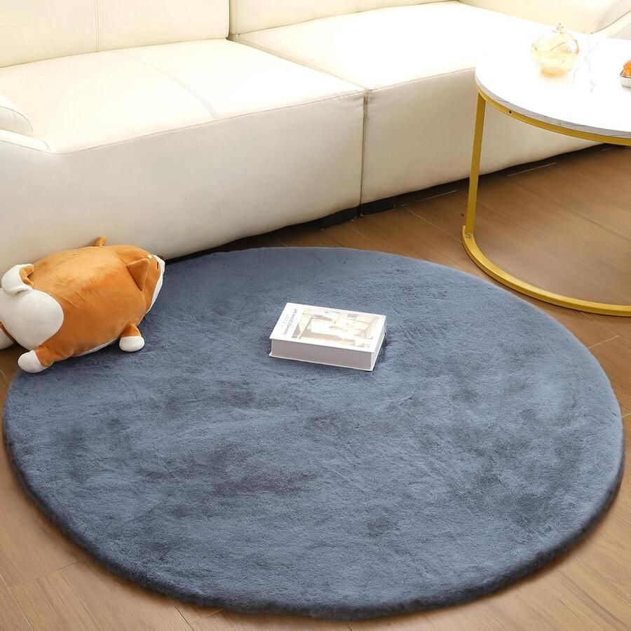 Rond Vloerkleed Hoogpolig 60 cm Wasbaar Zacht