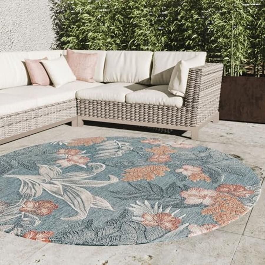 Rond Weerbestendig Vloerkleed 20x20 cm Multicolor voor Binnen en Buiten UV-bestendig voor Balkon Terras Tuin Keuken