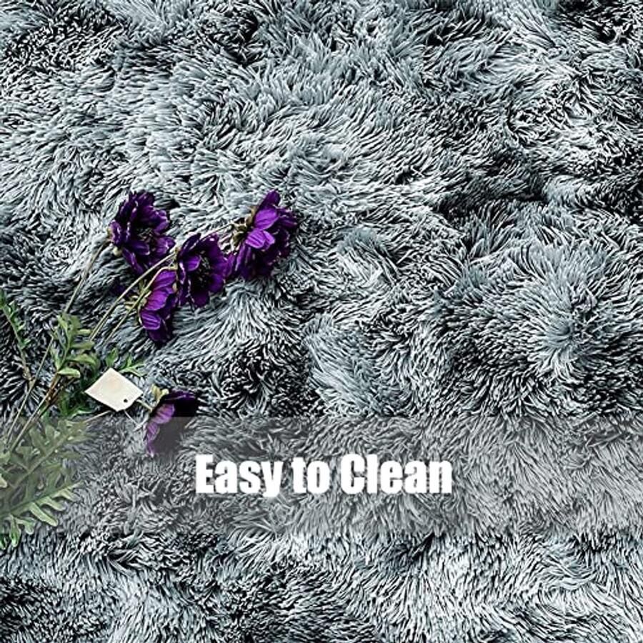 Rond Woonkamertapijt 120 x 180 cm Super Zacht Antislip en Wasbaar Hoogpolig Tapijt in Wit