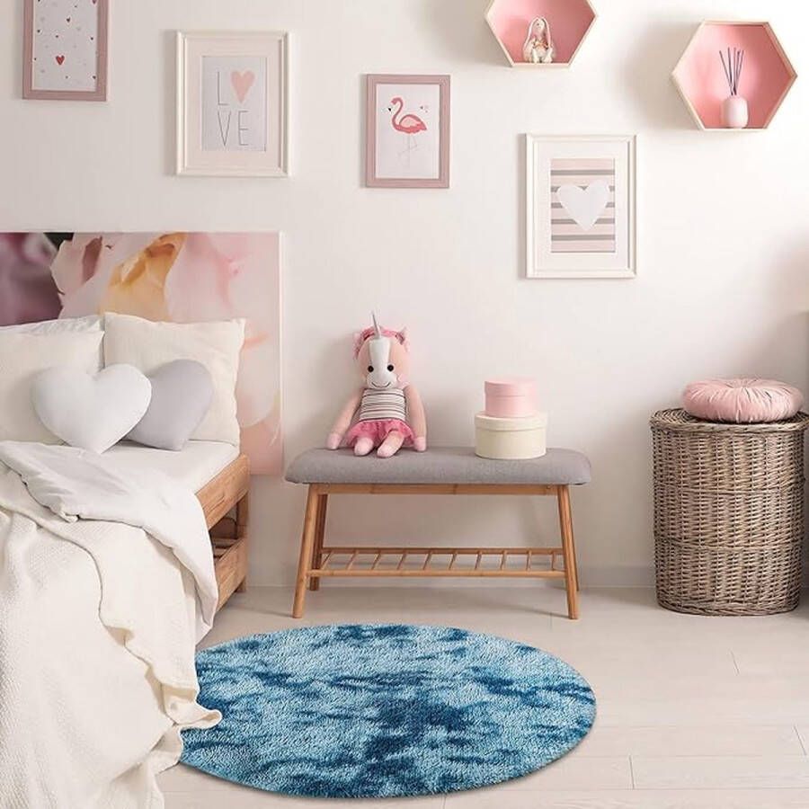 Rond zacht gebied tapijt Tapijt voor woonkamer Eenkleurig Wasbaar Zacht pooltje Ø 120 cm Rund