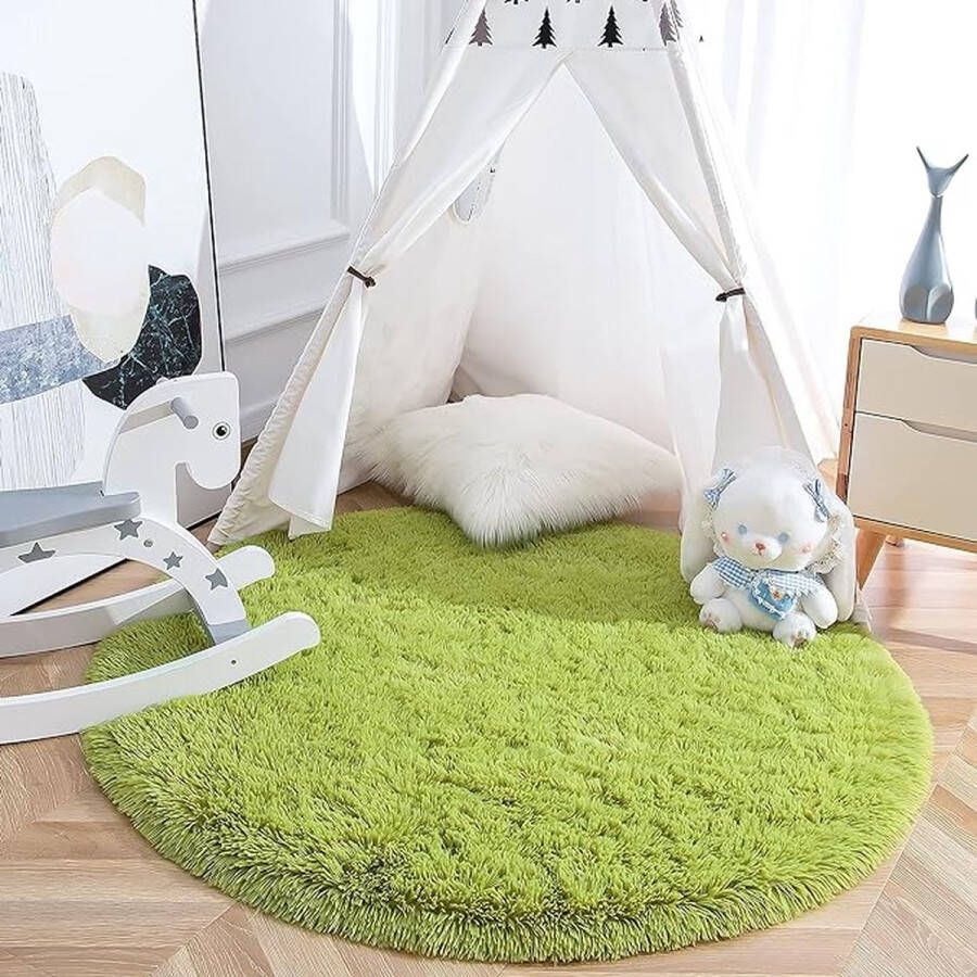Rond zacht gebied tapijt Tapijt voor woonkamer Eenkleurig Wasbaar Zacht pooltje120 cm Rund