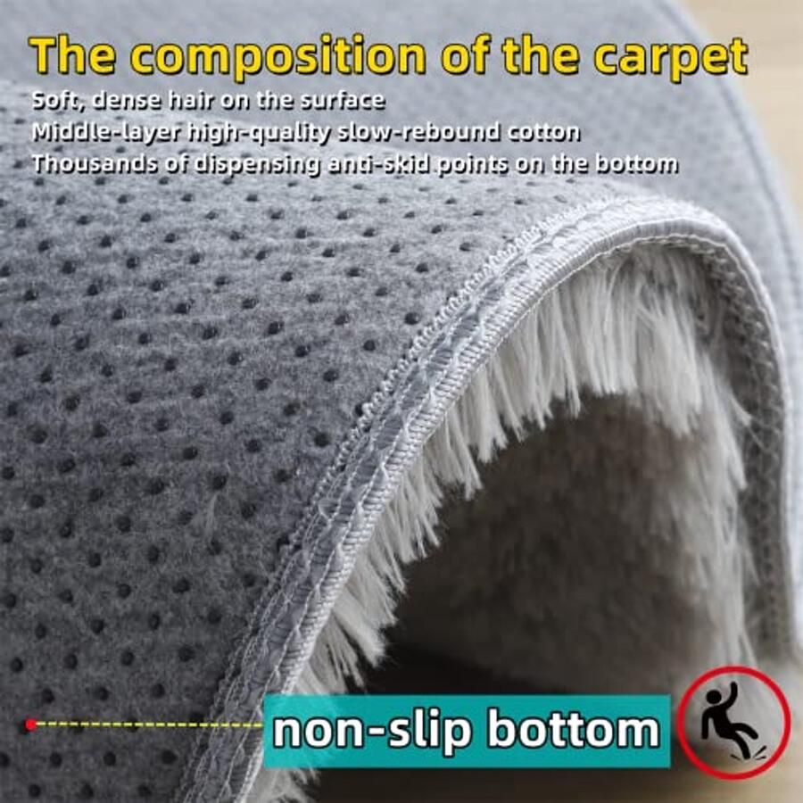 Rond zacht tapijt voor woonkamer en slaapkamer decoratief vloerkleed (grijs 120x120cm)