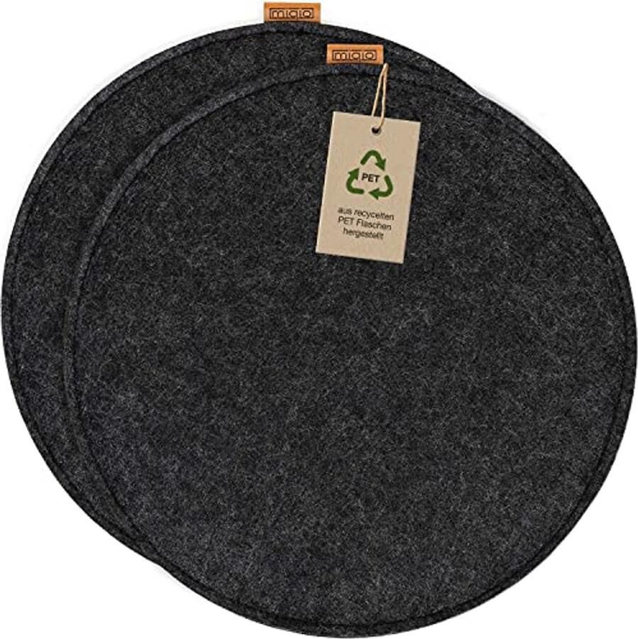 Rond zitkussen van vilt met antislipnoppen Set van 2 duurzaam en wasbaar voor banken en stoelen