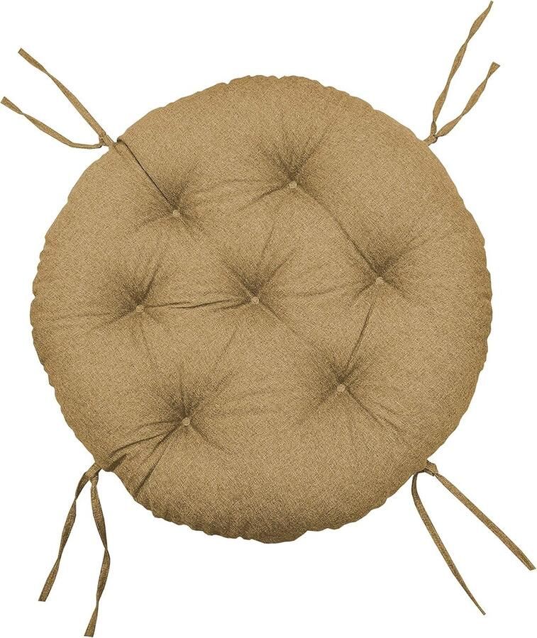 Rond zitkussen voor fauteuil Gewatteerd comfortkussen met lussen (110cm Cappuccino)