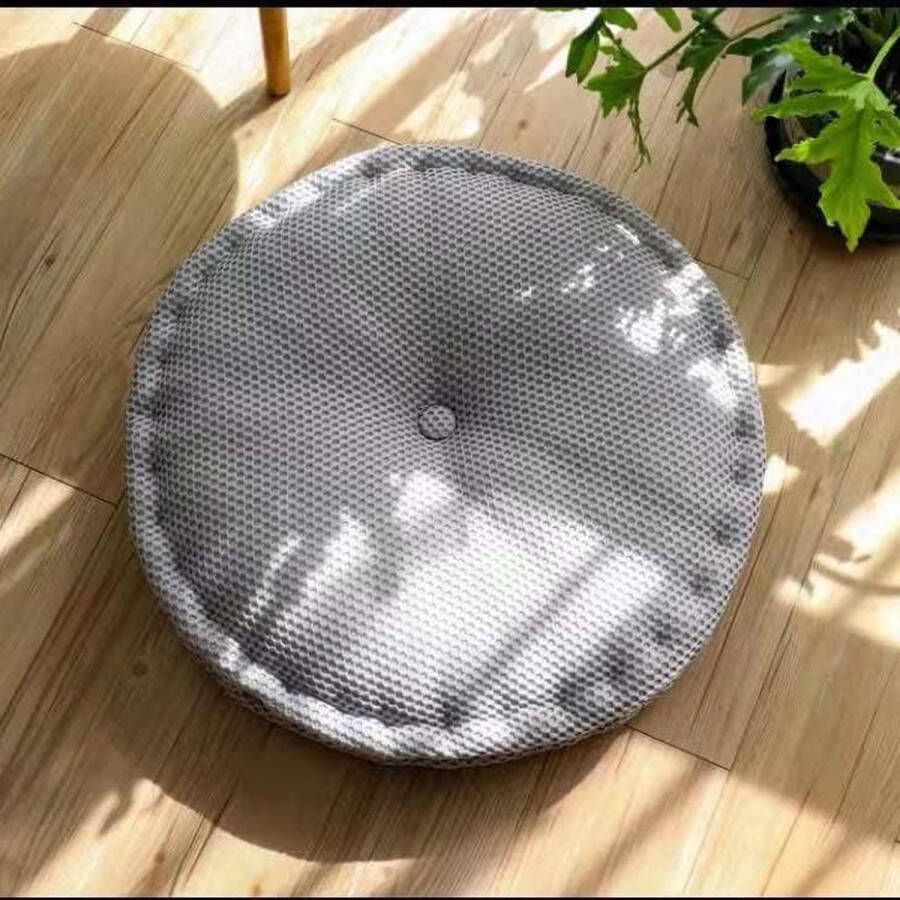 Rond zitkussen zacht dik stoelkussen 40 x 40 x 10 cm ademend wasbaar vloerkussen met handvat voor stoel en vloer vulling van polypropyleen katoen