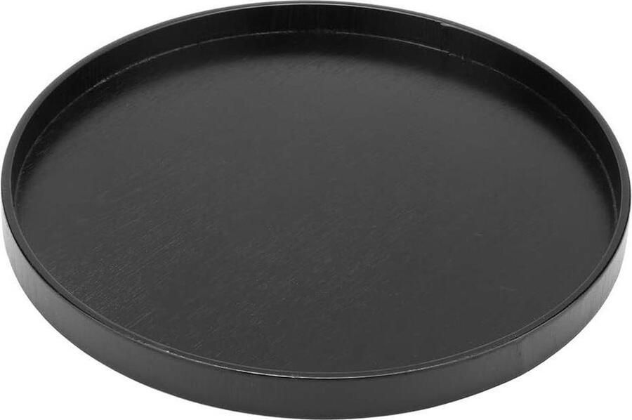 Rond Zwart Antislip Houten Dienblad voor Voedsel en Snacks Decoratief Theeblad voor Ontbijt en Gebak Coffee Table Tray