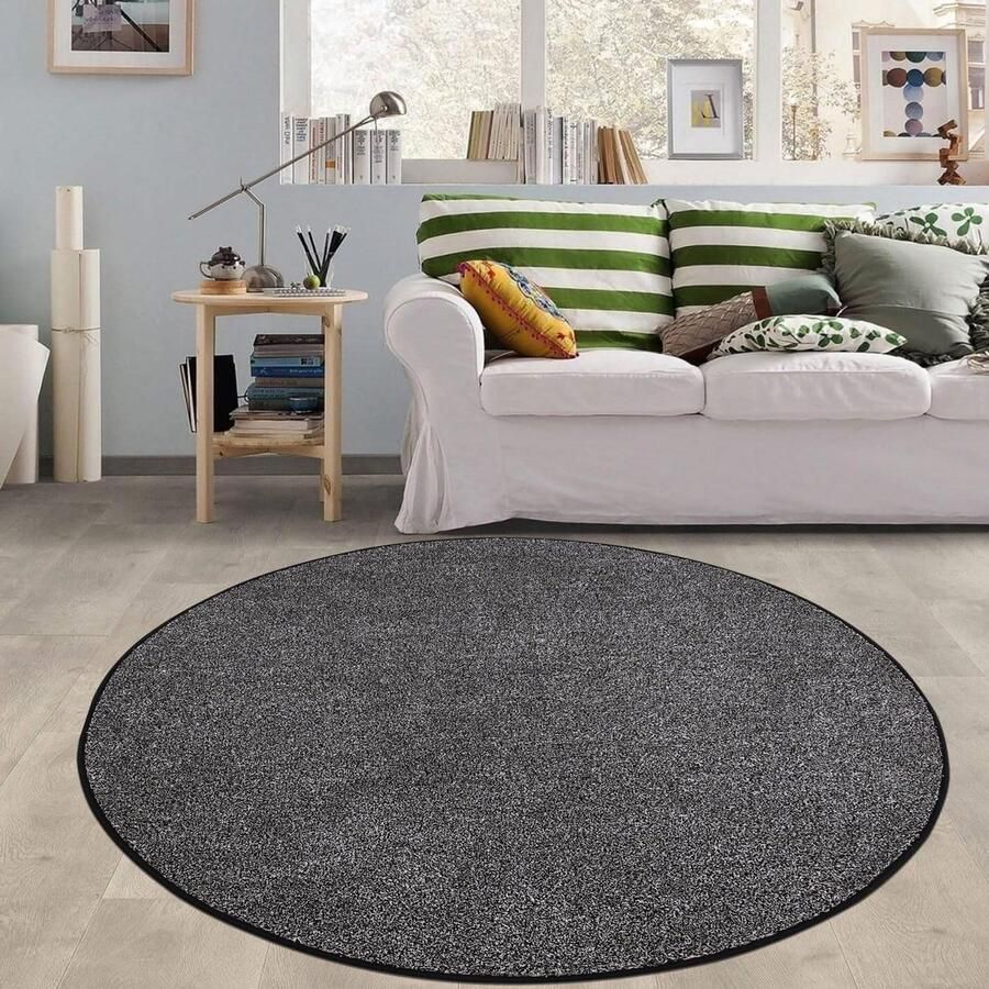 Rond zwart shaggy tapijt 120 cm Antislip en ultra zacht Wasbaar keuken tapijt Woonkamer slaapkamer hal