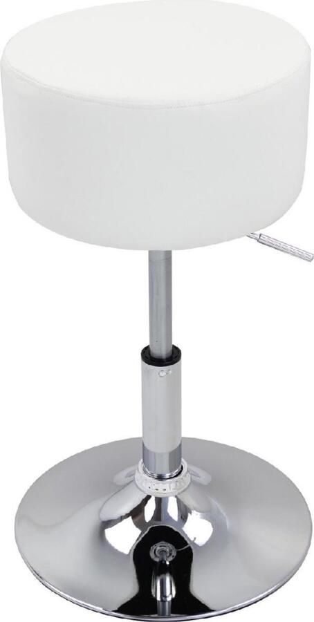 Ronde Barkruk Met rugleuning Ergonomische barstoel Wit Set van 1 Keuken en bar In hoogte verstelbaar Zithoogte 52-67cm