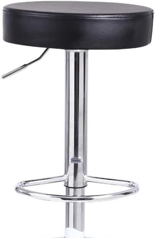 Ronde barkruk PU-leer met voetsteun in hoogte verstelbare draaibare pub stoel thuis keuken barkrukken rugloze kruk (zwart)