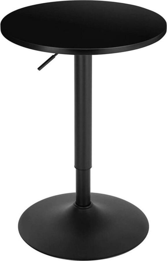 Ronde Bartafel Zwart Voor binnen Keuken Hout Metaal Verstelbaar in hoogte 52x52x 70-92cm