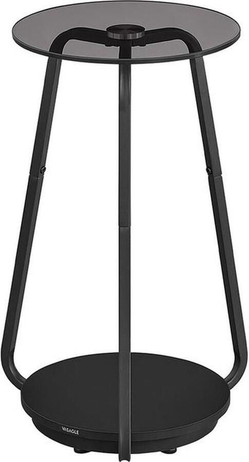 Ronde bijzettafel 2-laags nachtkastje met glazen blad en spaanplaat plank voor woonkamer slaapkamer kleine kamers modern leigrijs