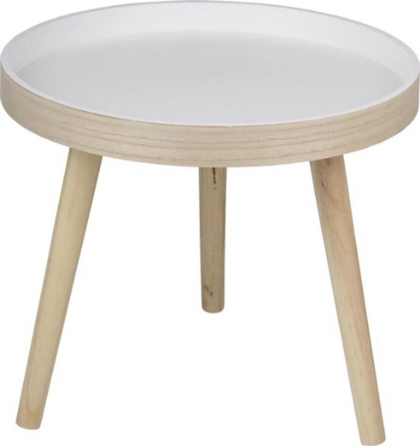 Arti casa Ronde Bijzettafel Ø40 x 36 cm wit Moderne Salontafel Rond Hout Compact Tafeltje voor Woonkamer of Slaapkamer