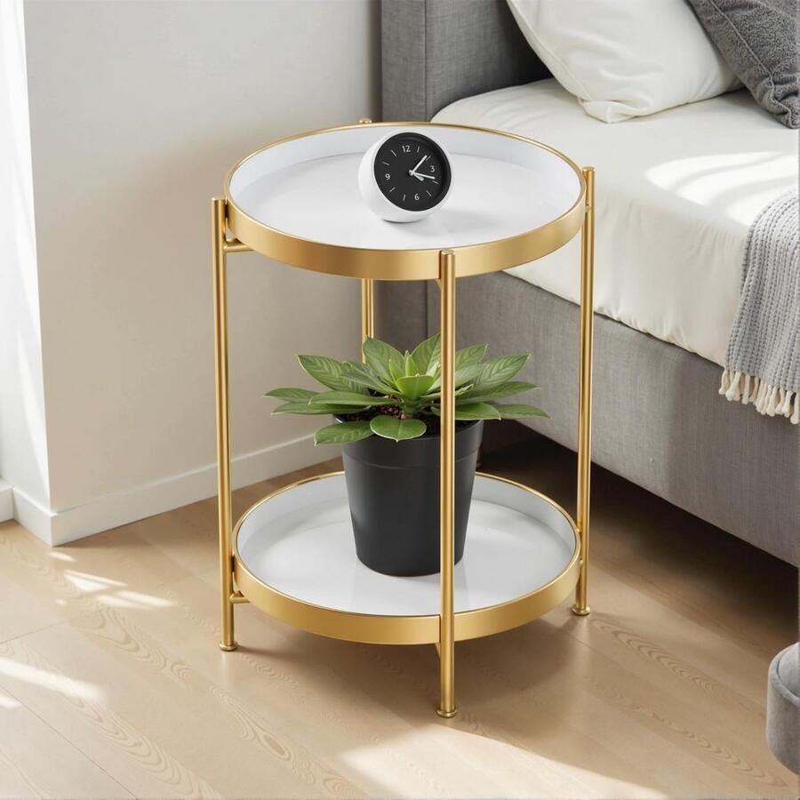 Ronde bijzettafel 40 x 40 cm Metalen koffietafel voor woonkamer en balkon