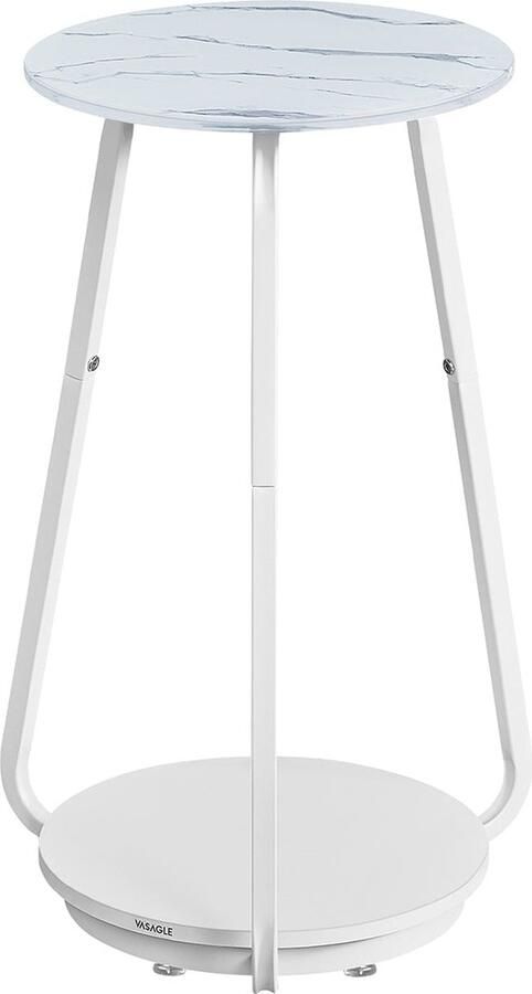 Rootz Living Rootz Marmeren Witte Ronde Bijzettafel Spaanplaat Staal Gehard Glas Klein ontwerp 30 cm d x 55 cm H Lichtgewicht 3 9 kg 25 kg capaciteit