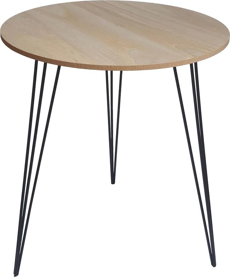 Ronde Bijzettafel Hout Metaal Ø 40 cm Elegante Salontafel voor Decoratie