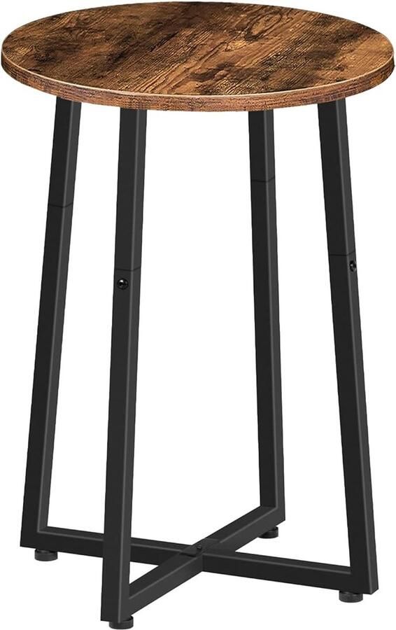 Ronde bijzettafel kleine ronde salontafel rond nachtkastje telefoontafel snacktafel voor balkon industrieel rustiek bruin EBF95BZ01