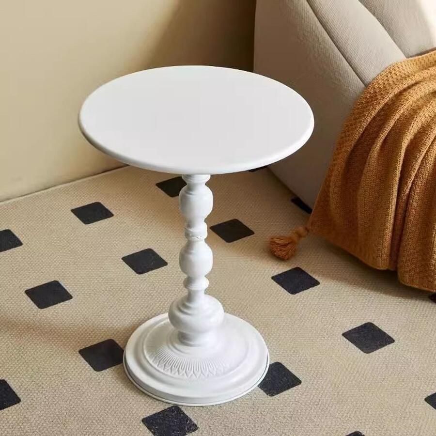 Ronde Bijzettafel Kleine Tafel Kleine Bijzettafel Kleine Ronde Tafel Voor Opbergruimte Kleine Ruimte Kleine Dranktafel Hoogte 52 Cm (Wit)