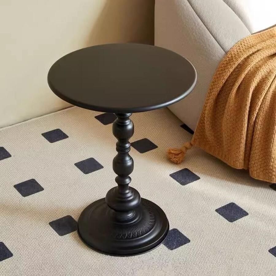 Ronde Bijzettafel Kleine Tafel Kleine Bijzettafel Kleine Ronde Tafel Voor Opbergruimte Kleine Ruimte Kleine Dranktafel Hoogte 52 Cm (Zwart)