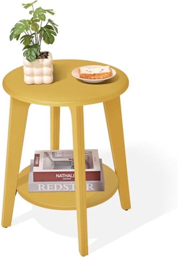 Ronde Bijzettafel met 2 Niveaus voor Woonkamer en Slaapkamer