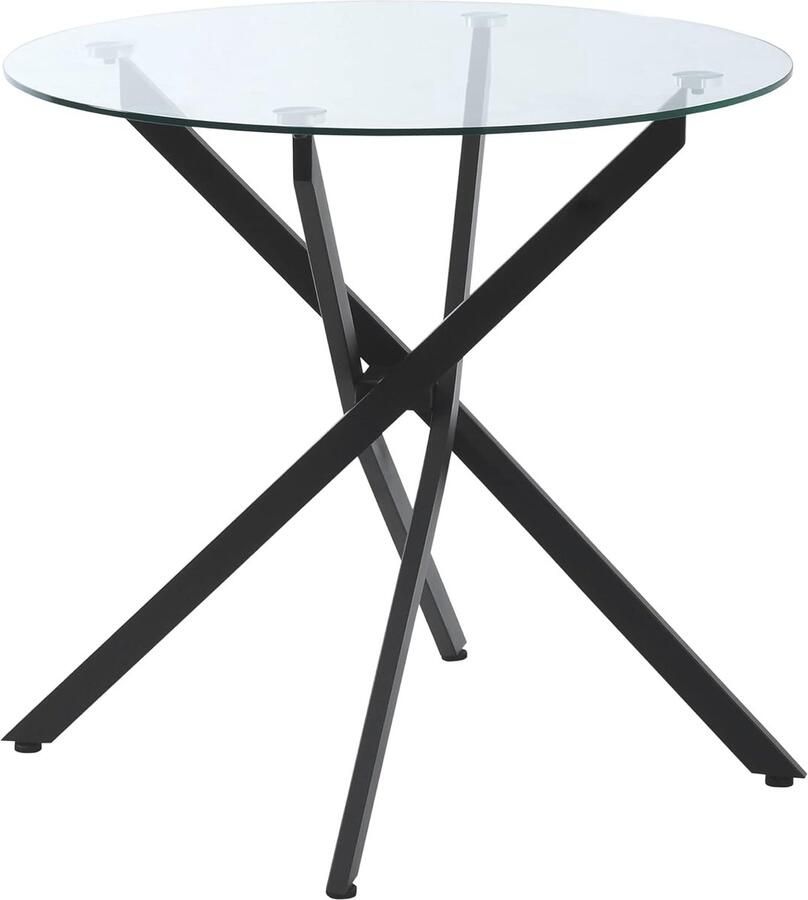 Ronde bijzettafel met gehard glas en metalen poten 80 x 80 cm Perfect voor woonkamer en slaapkamer