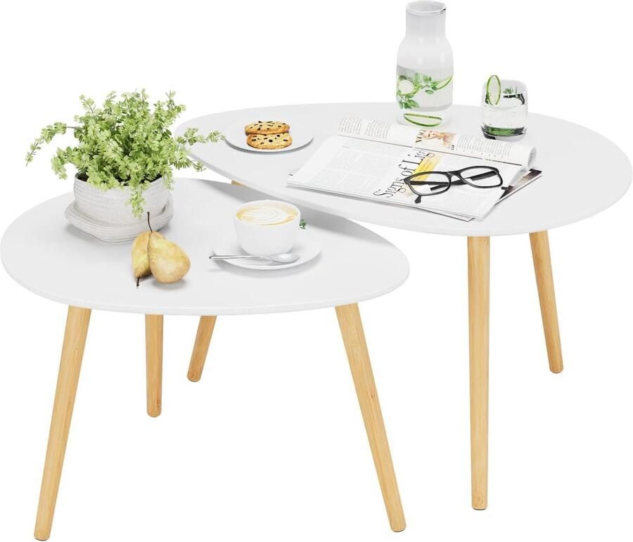 Ronde Bijzettafel met Opbergruimte Kleine Salontafel voor Woonkamer en Slaapkamer