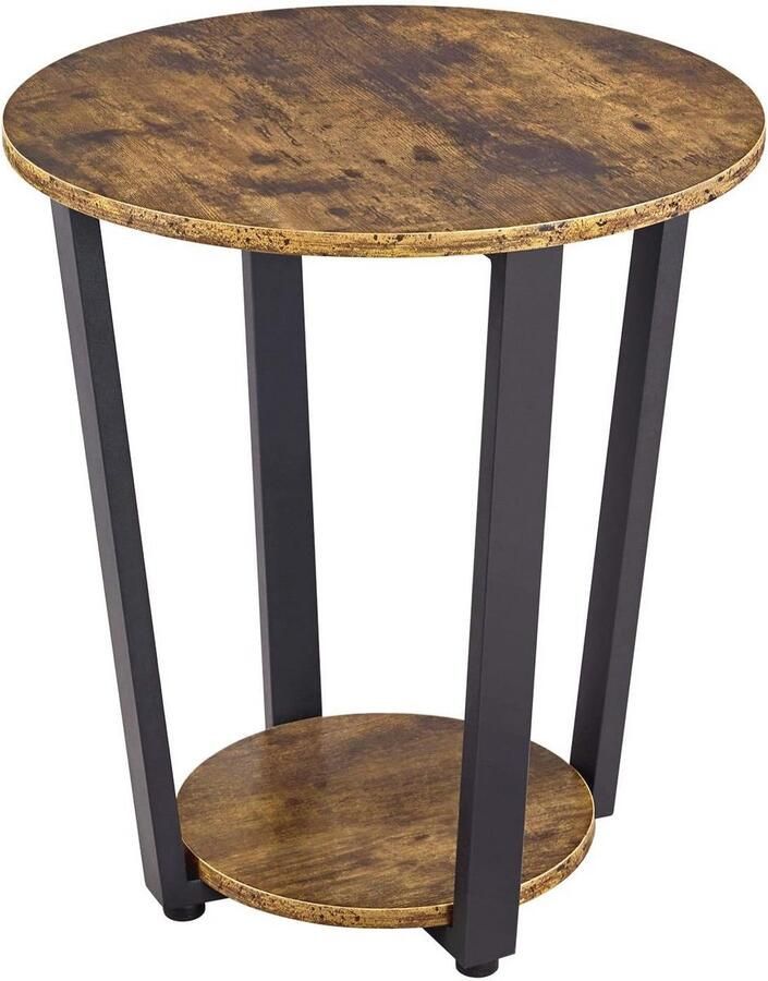 Ronde bijzettafel met opbergvak en metalen frame voor woonkamer en slaapkamer