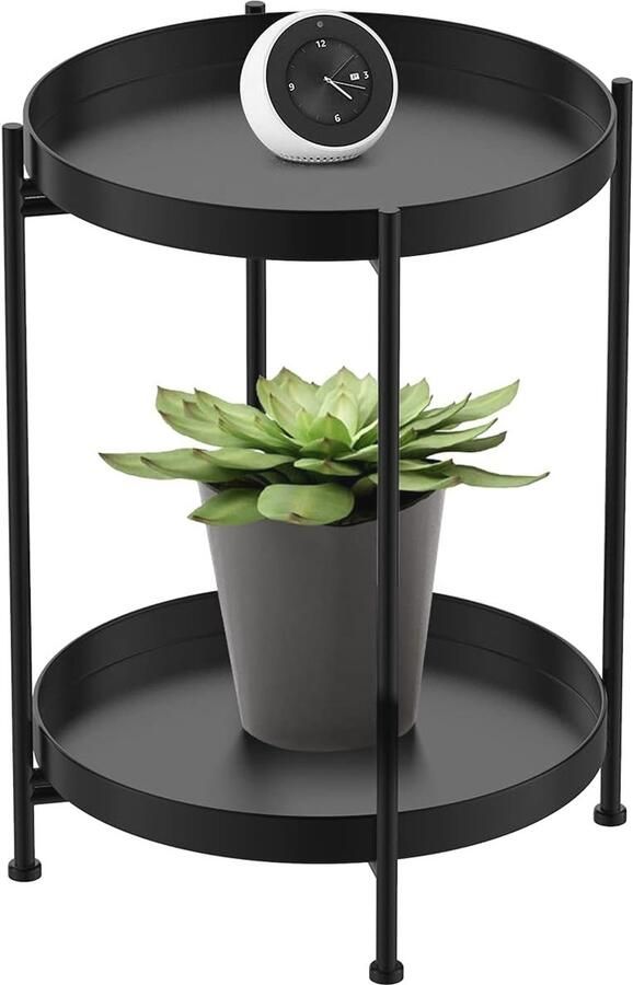 Ronde Bijzettafel van Metaal voor Woonkamer en Balkon 40 x 40 cm Stijlvolle Kleine Tafel